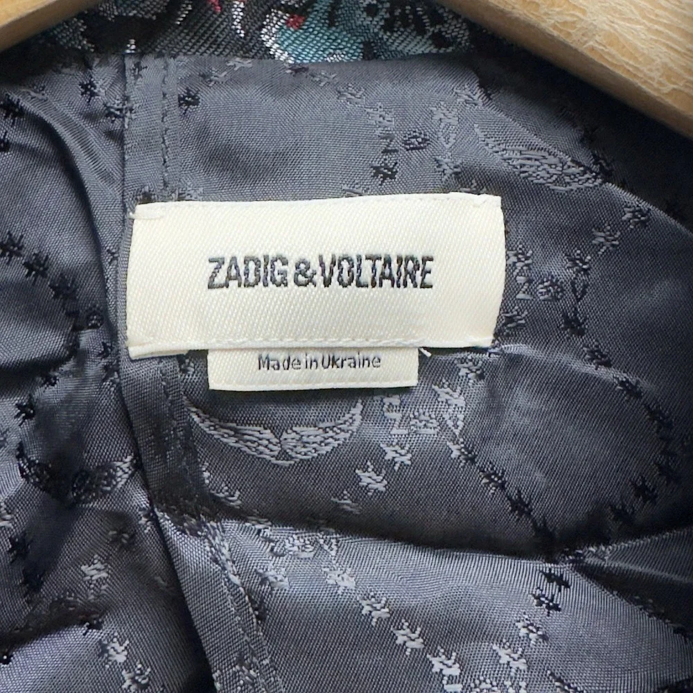 Zadig & Voltaire Women's Size 34 Floral Jacquard Viscose Vegy Jac Thunder Blazer - Picture 5 of 6